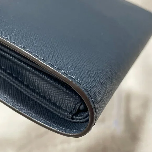 Michael Kors Jet Set Travel Large Double Zip Phone Wallet Wristlet Navy Leather - Picture 6 of 16